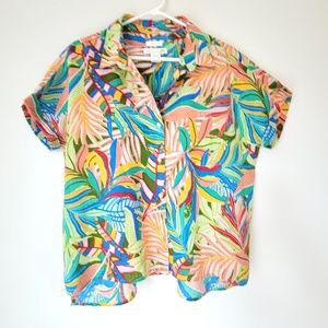 C&C California 100% Linen tropical print bl…